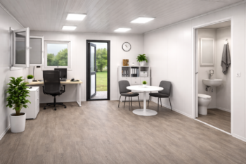 Birou modular compact cu băiță