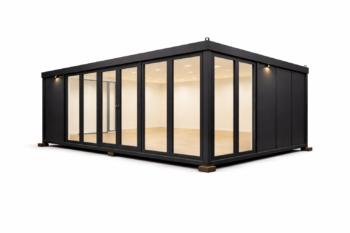 Clădire modulară modernă cu pereți de sticlă (1)