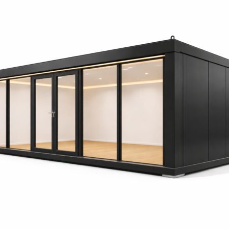 Clădire modulară neagră modernă