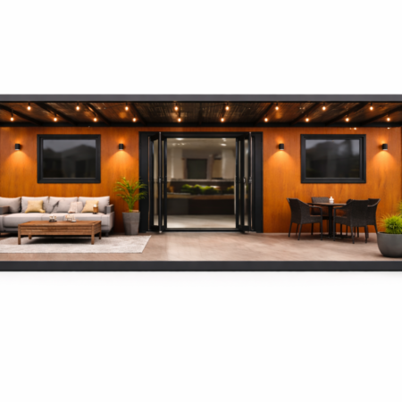 Casă modulară cu terasă modernă