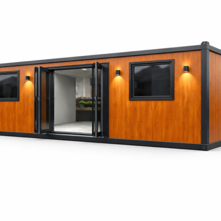 Clădire modulară modernă cu uși deschise (1)