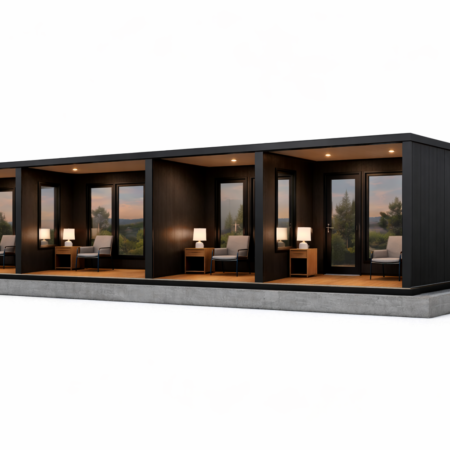 Clădire modulară modernă în apus