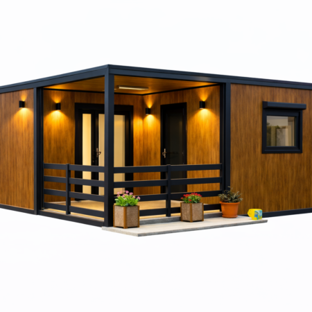 Colibă modulară cu plante și lumină ambientală