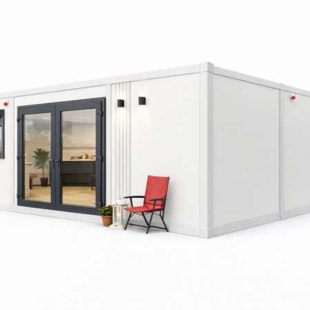 Casă modulară cu detalii elegante și mobile colorate