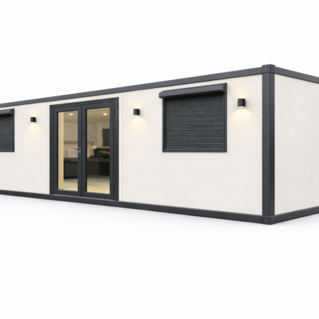 Construcție modulară modernă într un peisaj luminat (1)